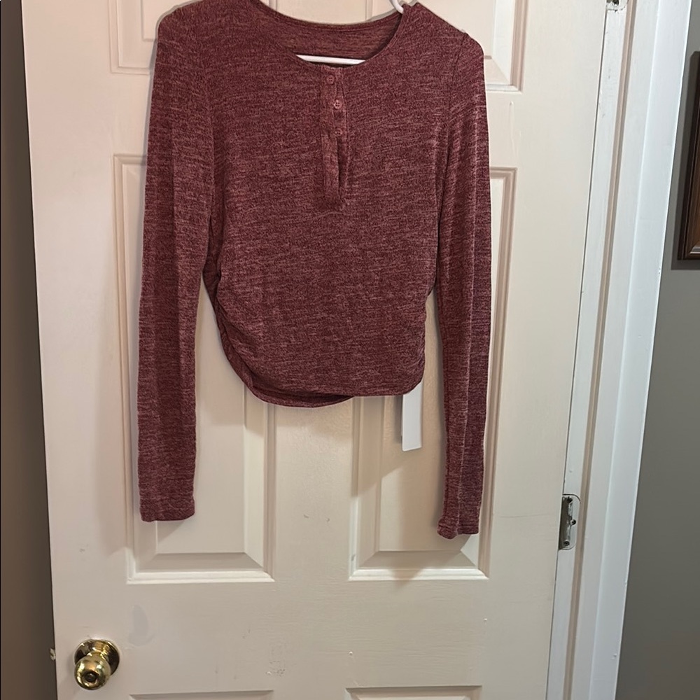 Pink Fitted Buttoned Polo Pajama Blouse